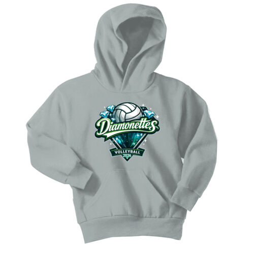 Diamonettes Volleyball- Custom Numbers  - Youth Core Fleece Pullover Hooded Sweatshirt Thumbnail