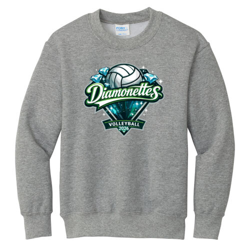 Diamonettes Volleyball- Custom Numbers  - Youth Core Fleece Crewneck Sweatshirt Thumbnail