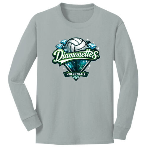 Diamonettes Volleyball- Custom Numbers  - Youth Long Sleeve Core Cotton Tee Thumbnail